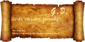 Grünblatt Dezső névjegykártya